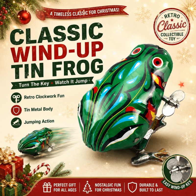 Vintage Collectible Tins - Mainan Logam Pegas Katak Melompat Vintage