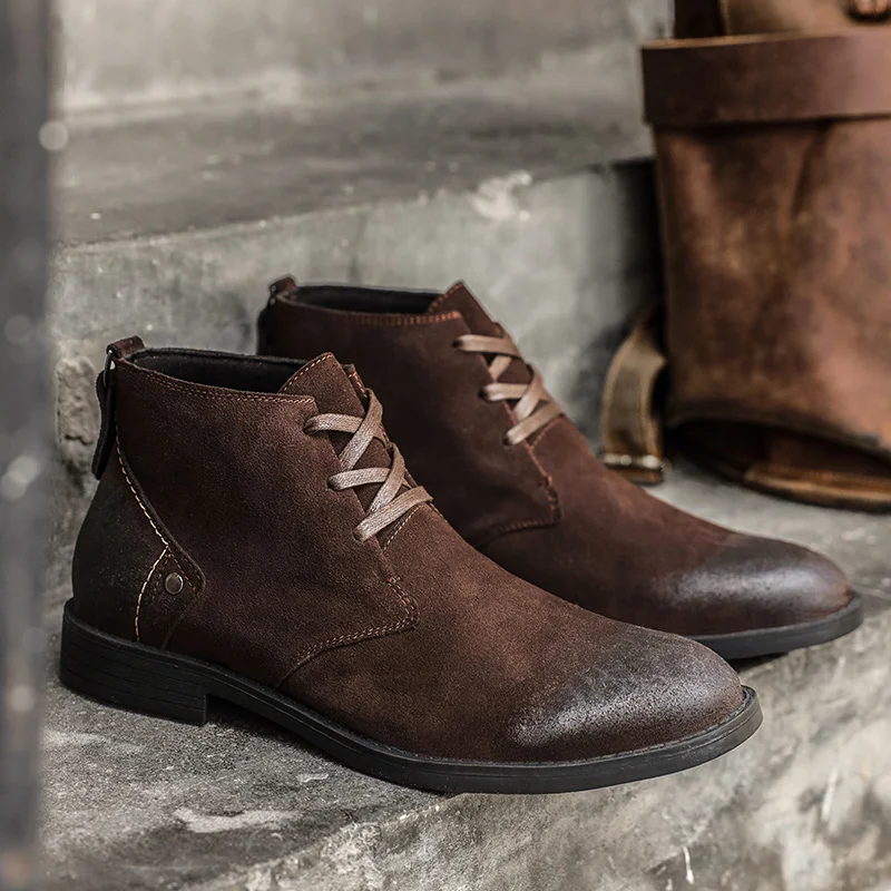 Sepatu Boots Kulit Suede Sapi  - Vintage Zipper ulasan dan harga