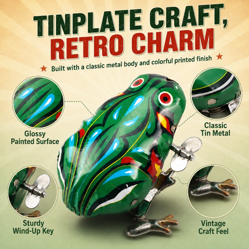 Katak Kaleng Mekanis Putar den - Vintage Collectible Tins ulasan dan harga