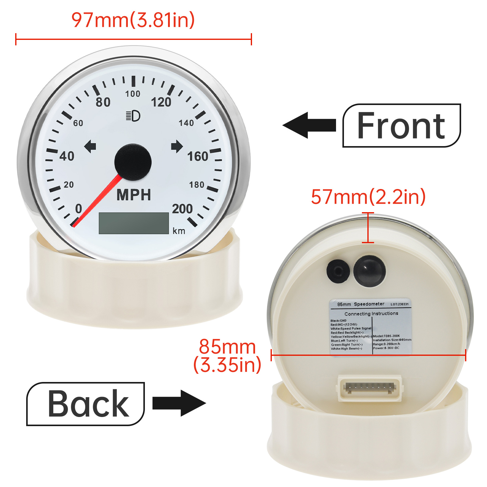 125 200 MPH KMH 85mm Speedomet - Analog Meter Gauge ulasan dan harga